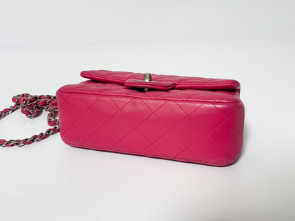 CHANEL Single Flap Mini Matelasse Pink Shoulder Bag with Seal