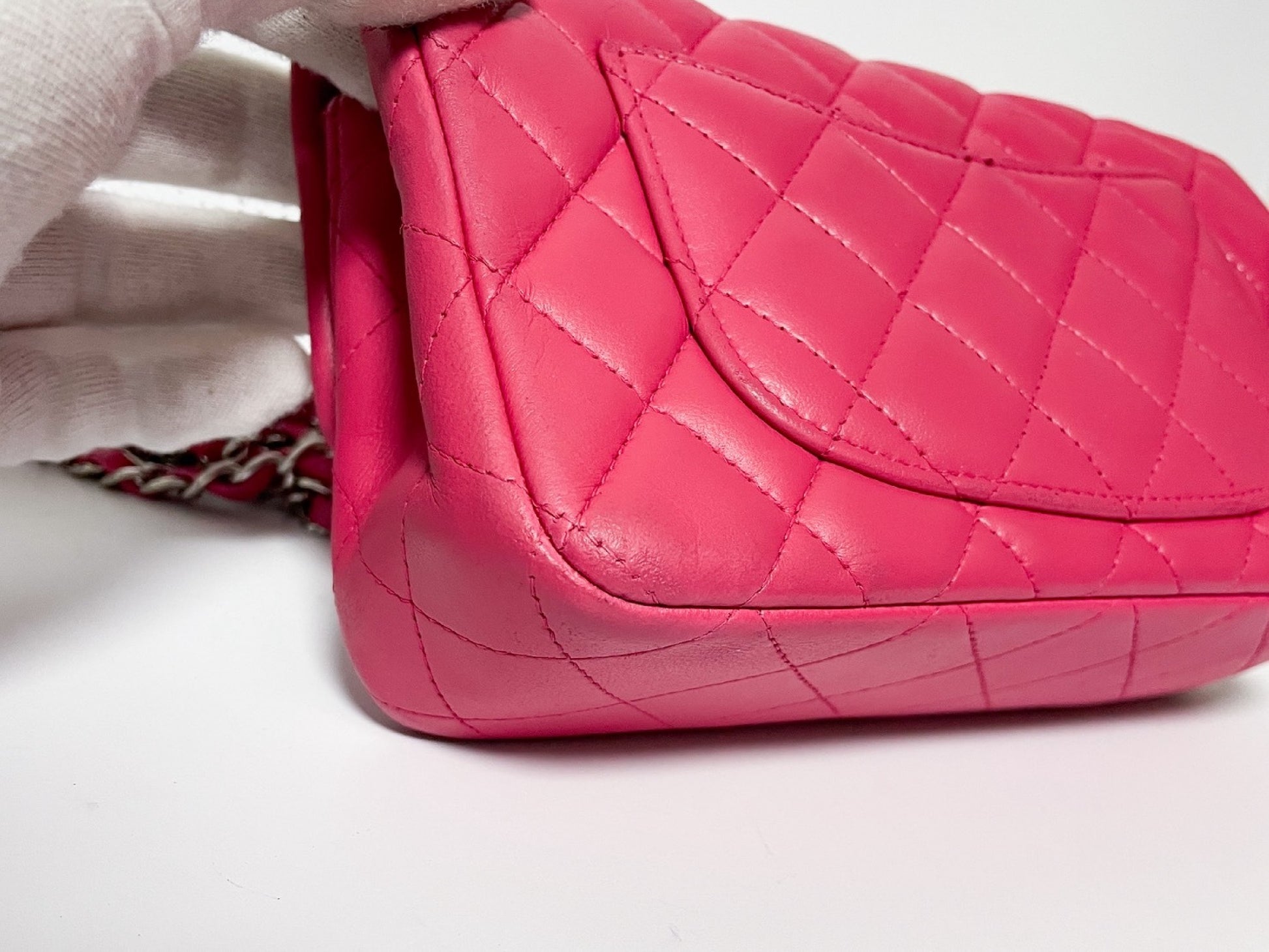CHANEL Single Flap Mini Matelasse Pink Shoulder Bag with Seal