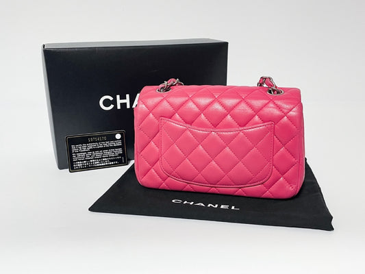 CHANEL Single Flap Mini Matelasse Pink Shoulder Bag with Seal