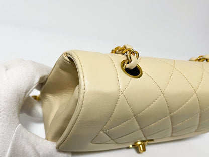 CHANEL Diana Beige Lambskin Matelasse Shoulder Bag with Seal