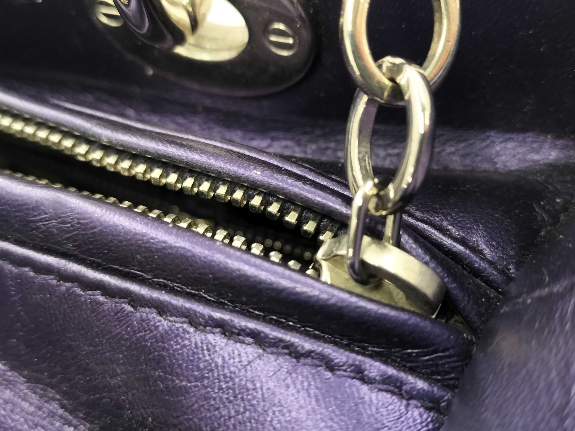 Dior Cannage Leather Lady Dior Handbag Purple Orange Handbag