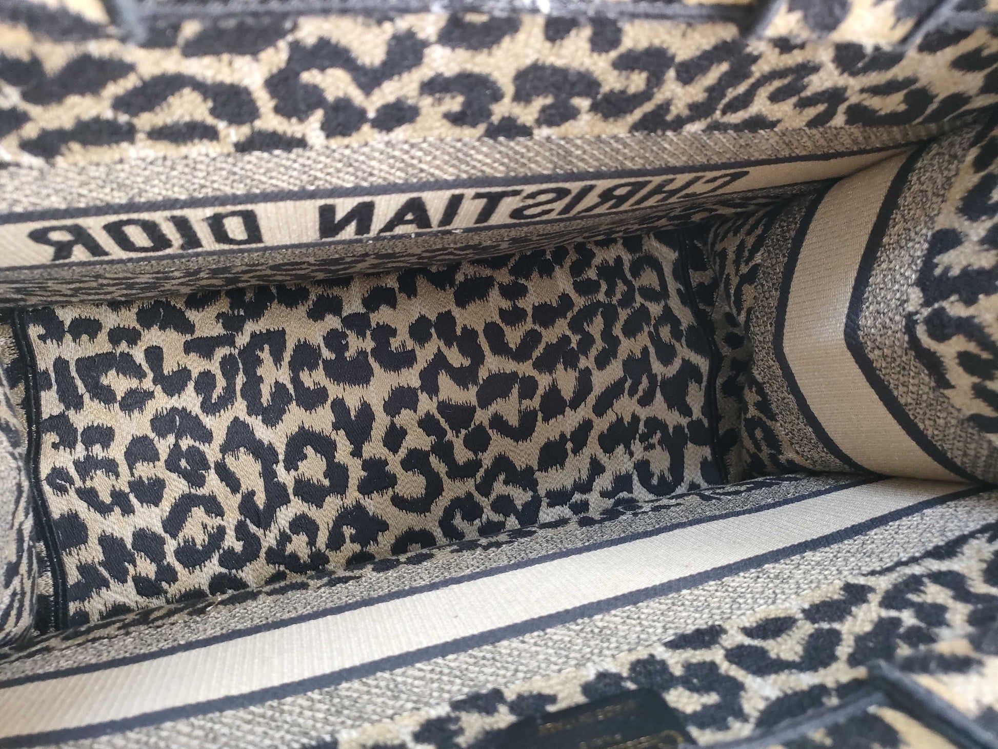 Dior Christian Dior Book Tote Leopard Print Tote Bag