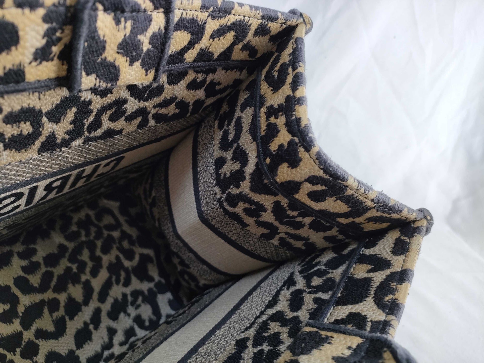 Dior Christian Dior Book Tote Leopard Print Tote Bag