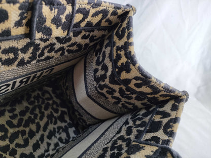 Dior Christian Dior Book Tote Leopard Print Tote Bag
