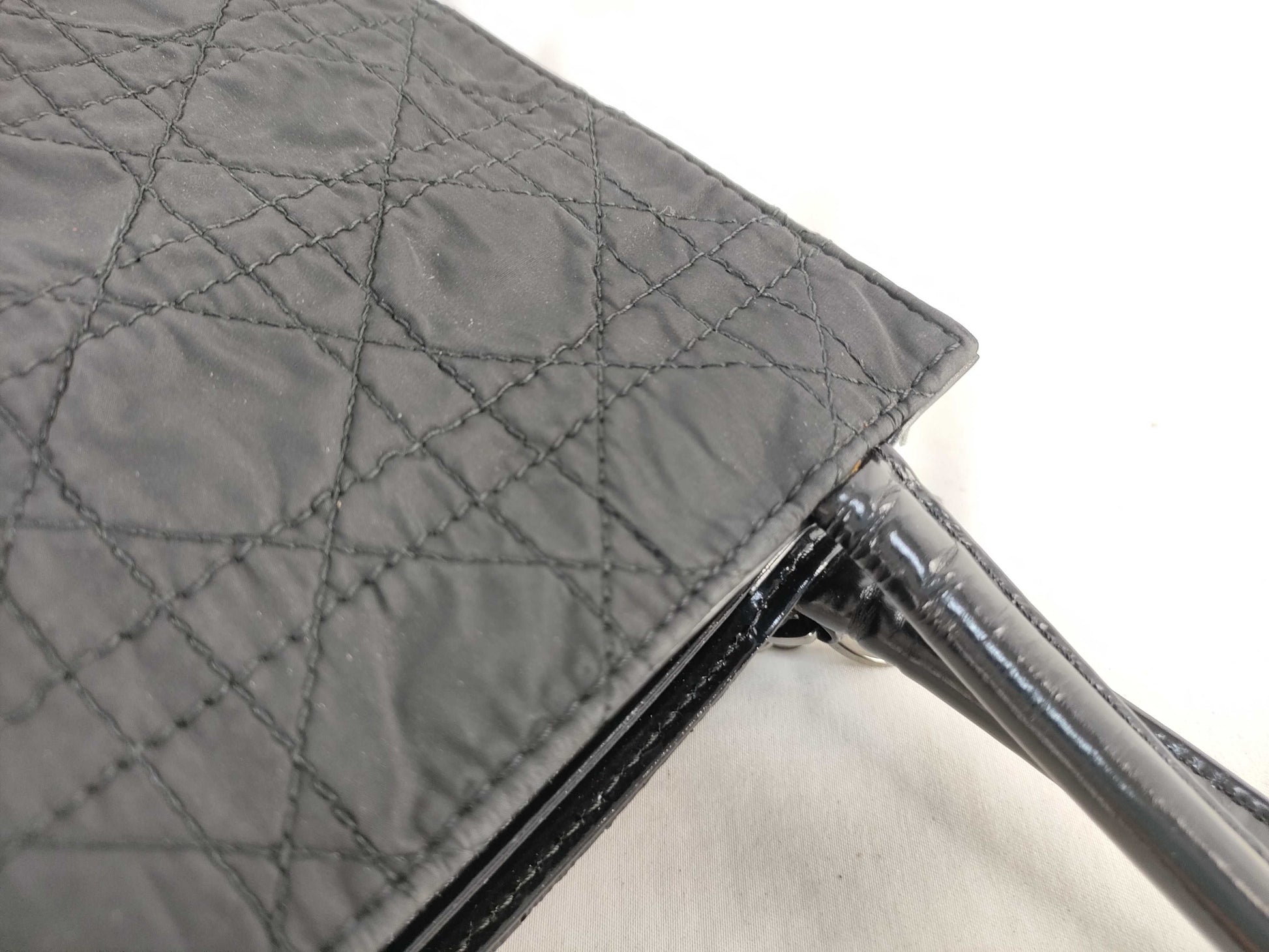Dior Christian Dior Black Cannage Nylon Handbag