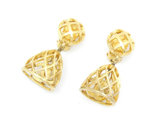 CHANEL Coco Mark Swing Bell Birdcage Earrings