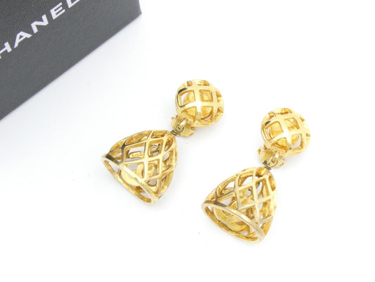 CHANEL Coco Mark Swing Bell Birdcage Earrings