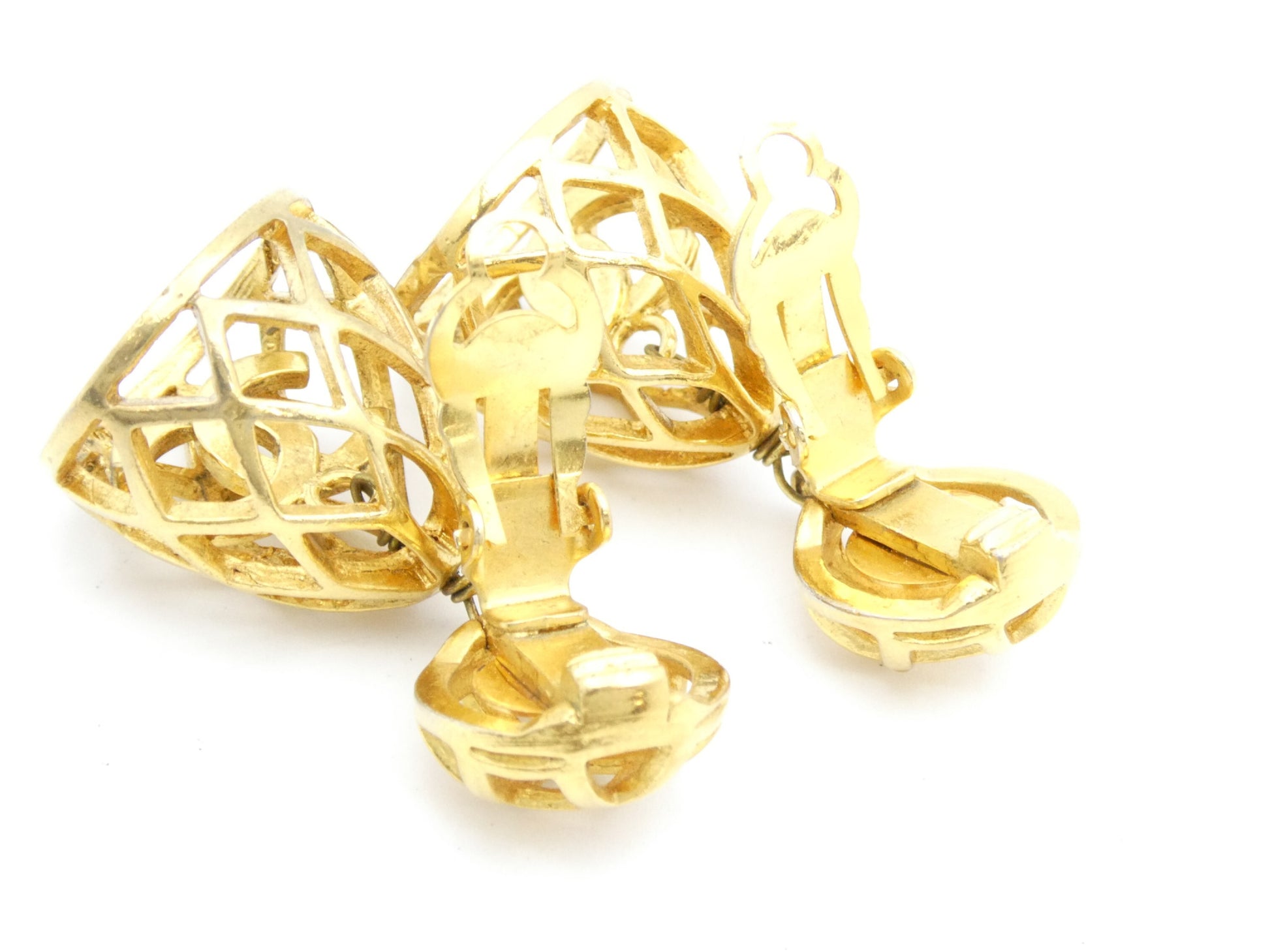 CHANEL Coco Mark Swing Bell Birdcage Earrings