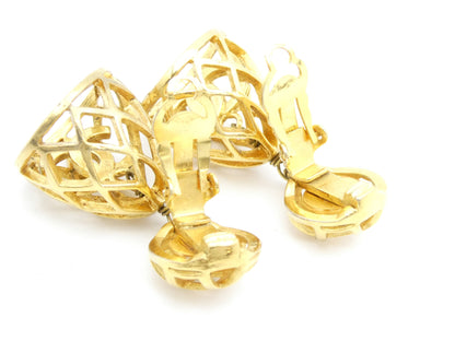 CHANEL Coco Mark Swing Bell Birdcage Earrings