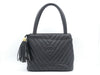 CHANEL V-Stitch Coco Mark Caviar Leather Fringe Tote Bag