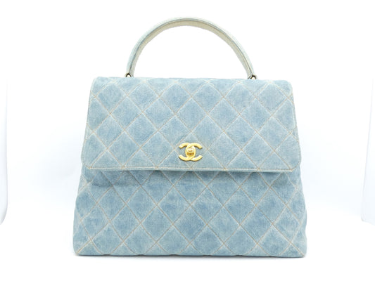 CHANEL Matelasse Denim Coco Mark Handbag