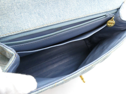 CHANEL Matelasse Denim Coco Mark Handbag