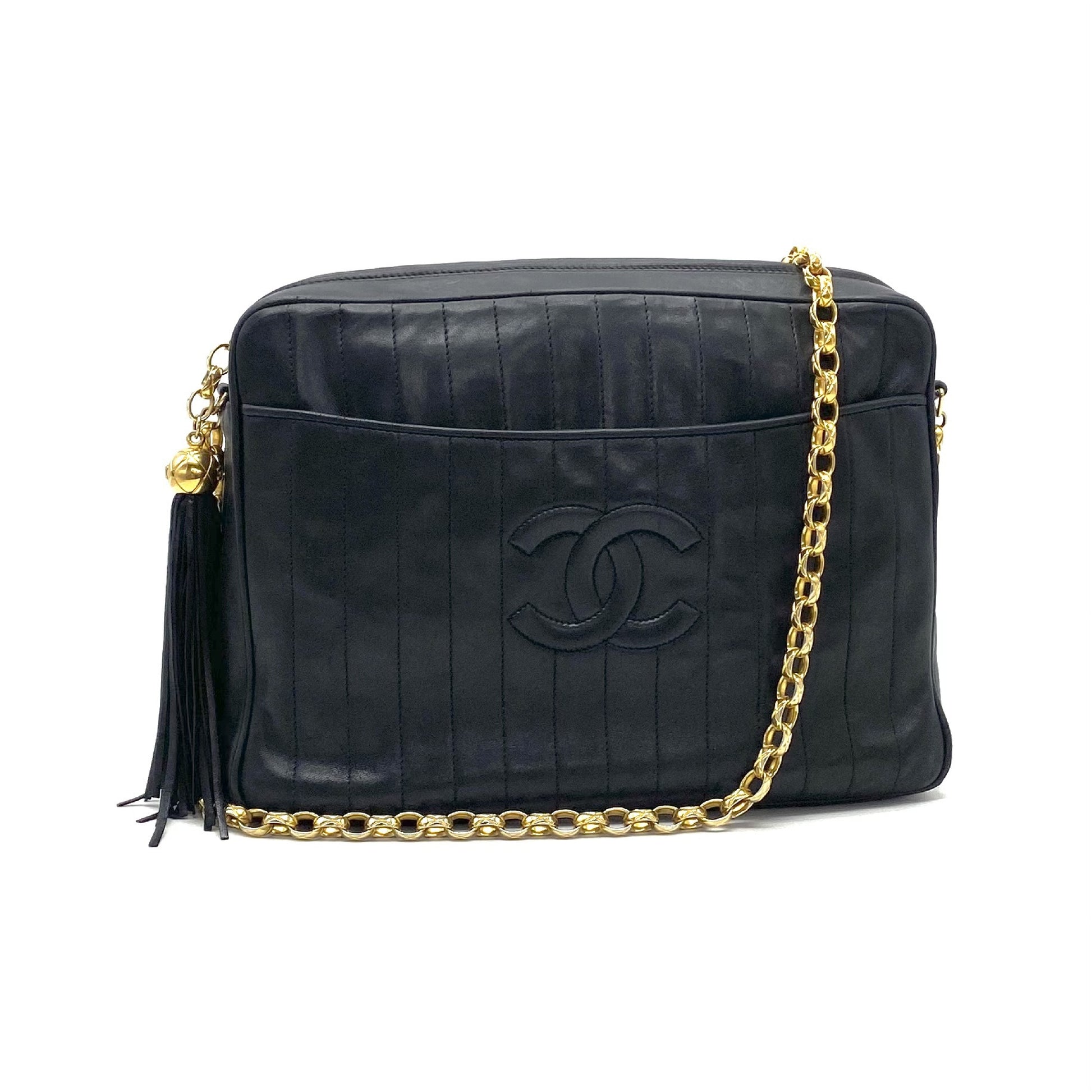 CHANEL CHANEL Mademoiselle Coco Mark Fringe Lambskin Jeweled Chain Shoulder Bag