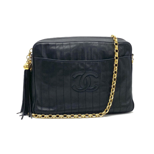 CHANEL CHANEL Mademoiselle Coco Mark Fringe Lambskin Jeweled Chain Shoulder Bag