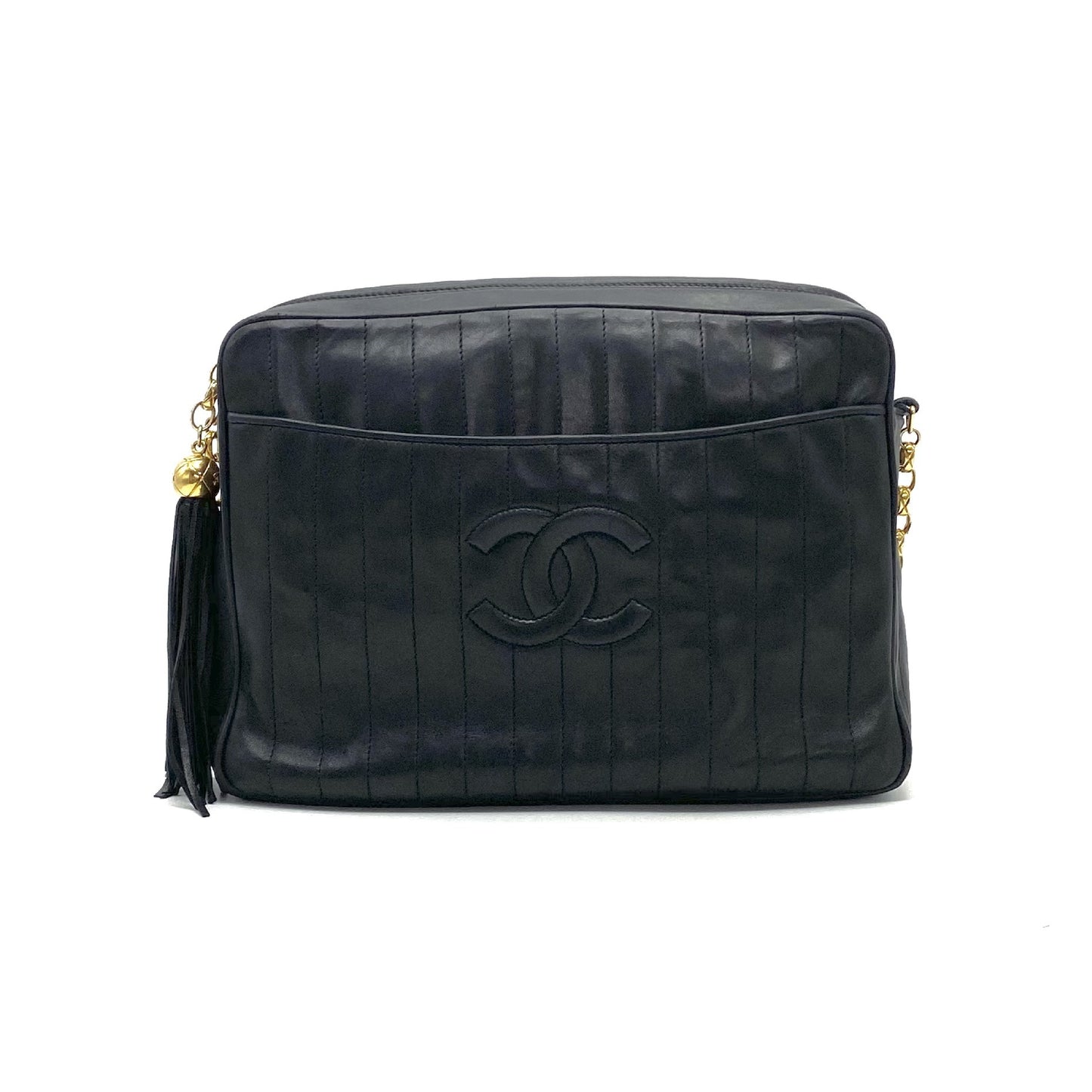 CHANEL CHANEL Mademoiselle Coco Mark Fringe Lambskin Jeweled Chain Shoulder Bag