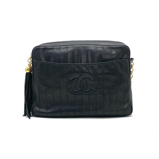 CHANEL CHANEL Mademoiselle Coco Mark Fringe Lambskin Jeweled Chain Shoulder Bag