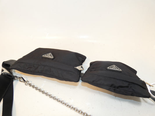 PRADA Belt Bag, Saffiano Nylon, Black, Shoulder/Waist Bag