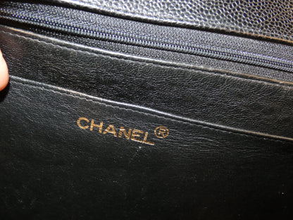 CHANEL Mademoiselle Caviar Skin Turnlock Coco Black Top Handle Handbag