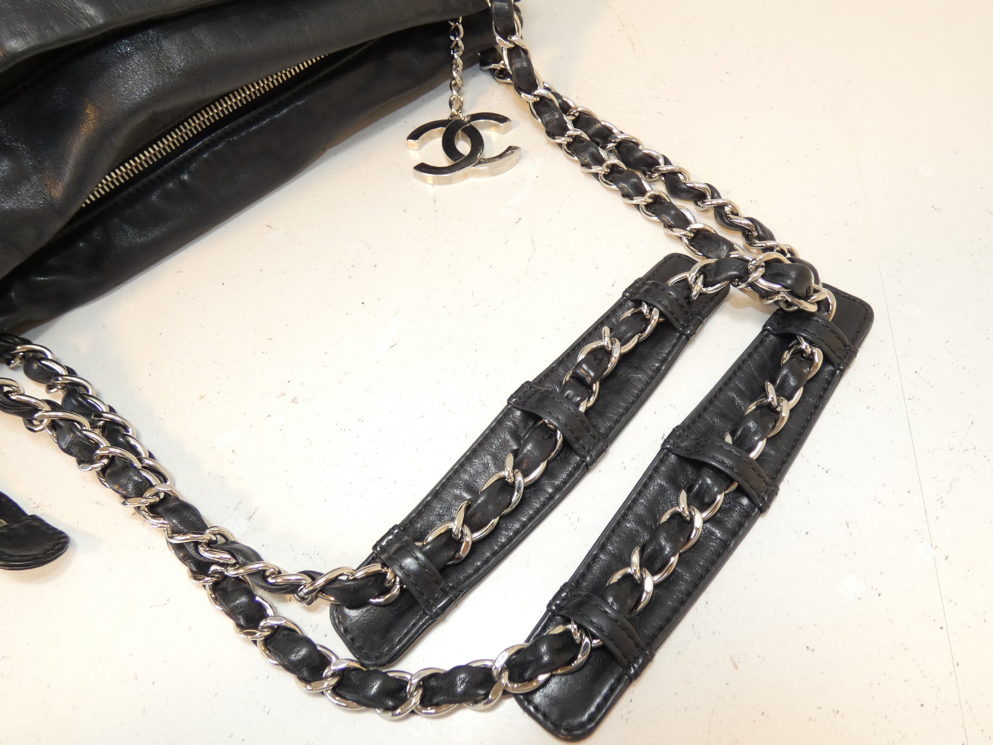 CHANEL Deca Coco Lambskin Black Chain Shoulder Bag