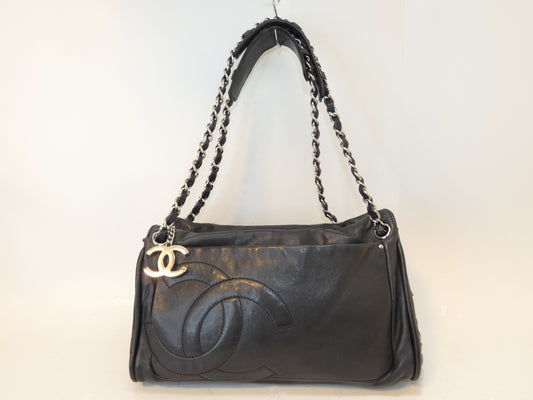 CHANEL Deca Coco Lambskin Black Chain Shoulder Bag