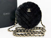 CHANEL Black Fur and Leather Round Pouch, 12cm Wide, Approximately 28 Series [Includes Dust Bag and Sticker], Gold Hardware, Shoulder Bag, 28970939