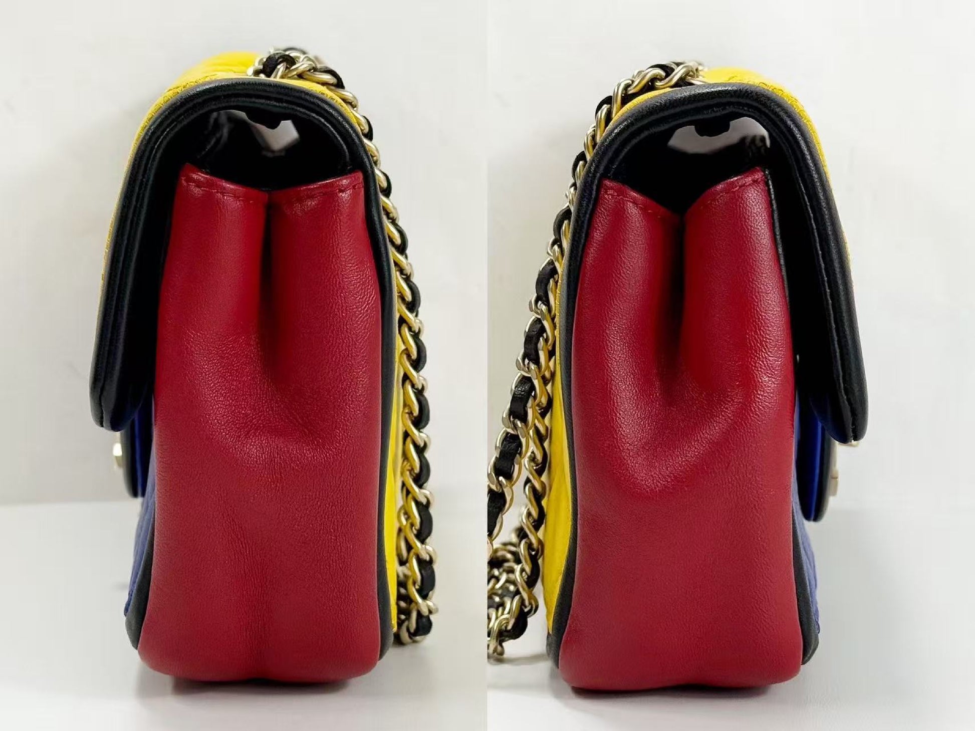 CHANEL Mini Matelasse Shoulder Bag, 20cm Wide, Tricolor, Double Chain, 18th Series, Vintage G Hardware, Seal Included, 18028601