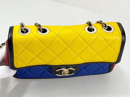 CHANEL Mini Matelasse Shoulder Bag, 20cm Wide, Tricolor, Double Chain, 18th Series, Vintage G Hardware, Seal Included, 18028601
