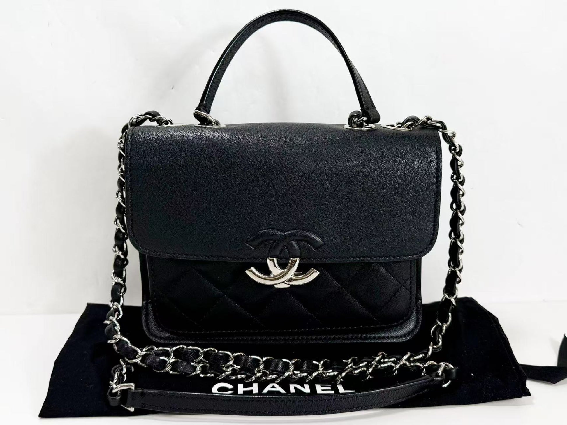 CHANEL Black Matelasse Half Coco Shoulder Bag, W20cm, Approx. 25 Series, Silver Hardware, Dust Bag and Sticker Included, 25363846