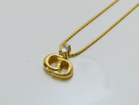 Christian Dior DIORNC logo necklace with rhinestones