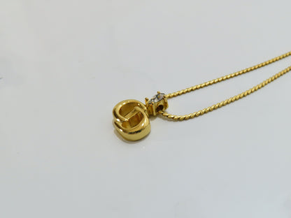 Christian Dior DIORNC logo necklace with rhinestones