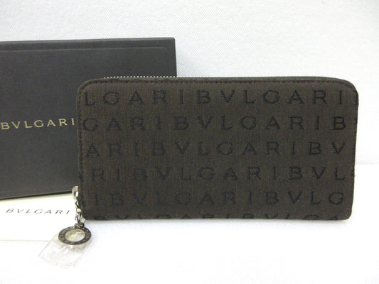 BVLGARI Logomania Canvas Round Zip Long Wallet