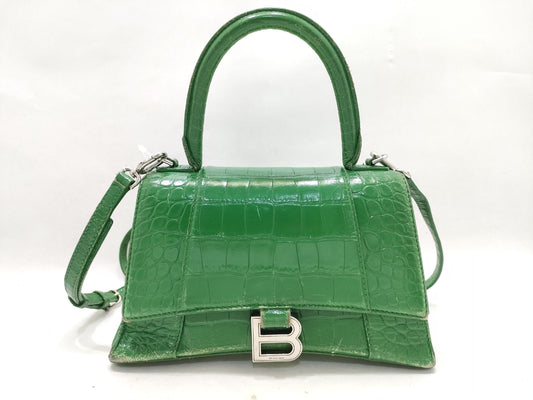 BALENCIAGA 6892 Balenciaga BALENCIAGA Hourglass Crocodile Embossed Handbag