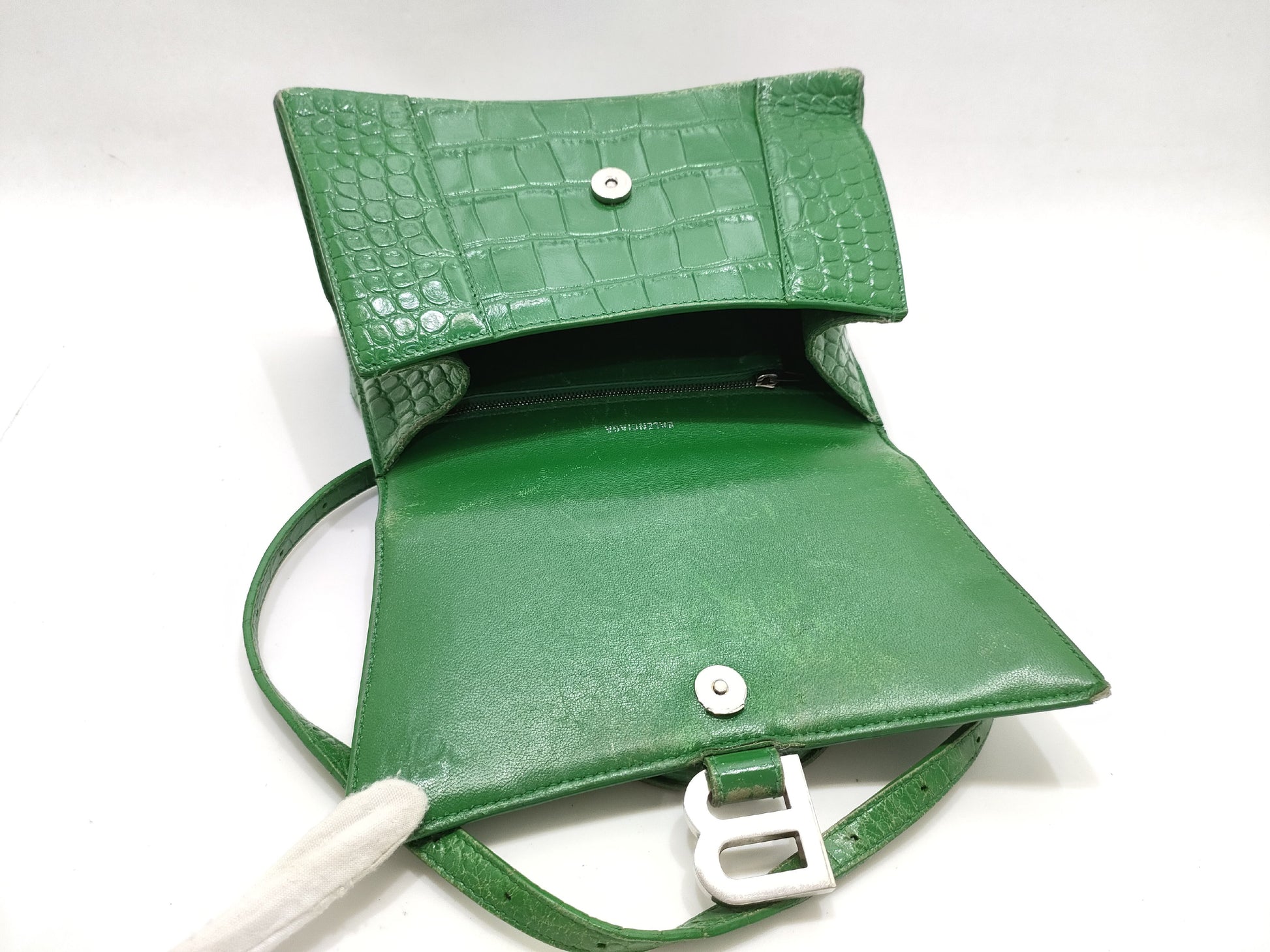 BALENCIAGA 6892 Balenciaga BALENCIAGA Hourglass Crocodile Embossed Handbag