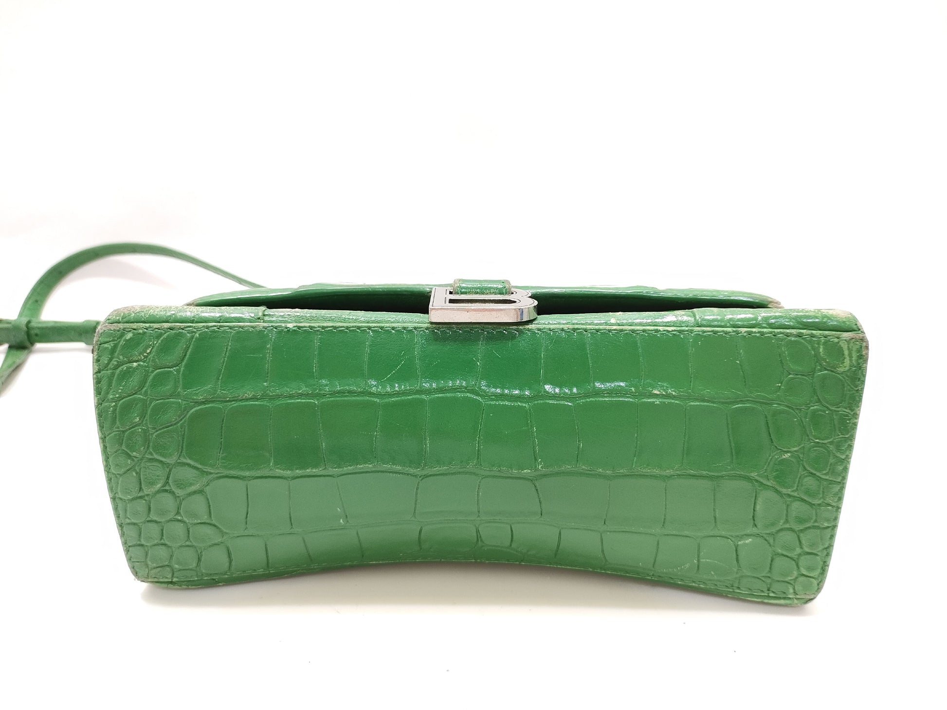 BALENCIAGA 6892 Balenciaga BALENCIAGA Hourglass Crocodile Embossed Handbag