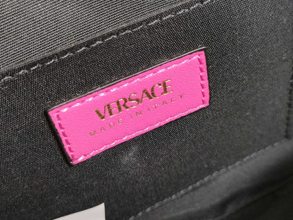 VERSACE Medusa Leather Shoulder Bag in Red