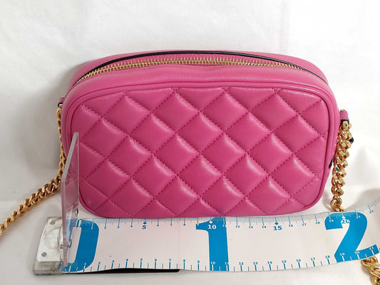 VERSACE Medusa Leather Shoulder Bag in Red