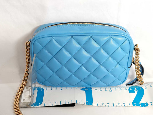 VERSACE Medusa Leather Shoulder Bag, Blue