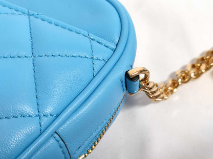 VERSACE Medusa Leather Shoulder Bag, Blue