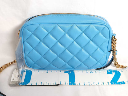 VERSACE Medusa Leather Shoulder Bag, Blue