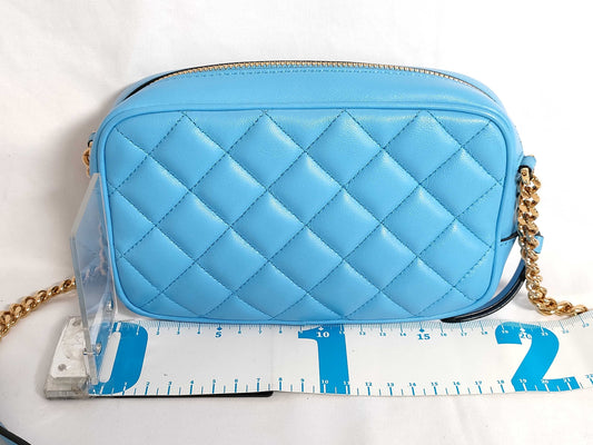 VERSACE Medusa Leather Shoulder Bag, Blue