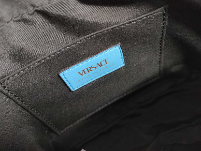 VERSACE Medusa Leather Shoulder Bag, Blue