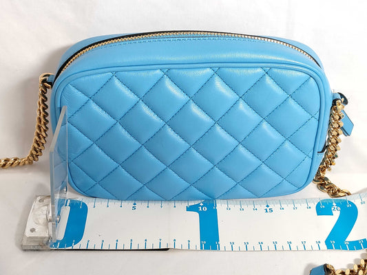VERSACE Medusa Leather Shoulder Bag, Blue