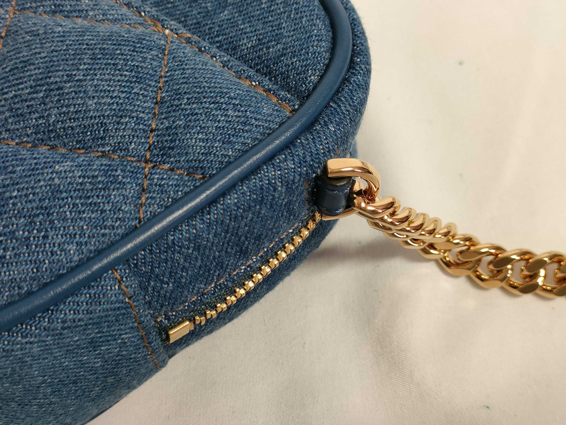 VERSACE Medusa Leather Shoulder Bag with Denim