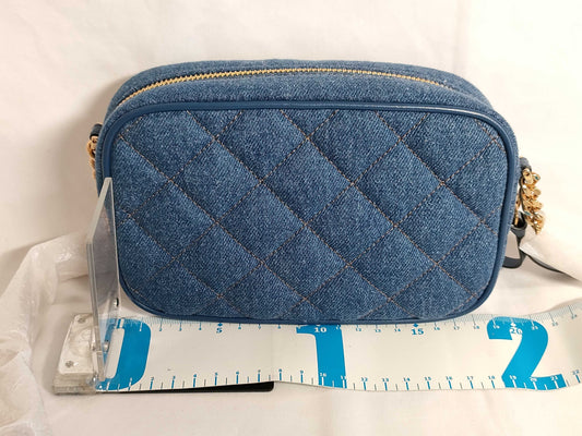 VERSACE Medusa Leather Shoulder Bag with Denim