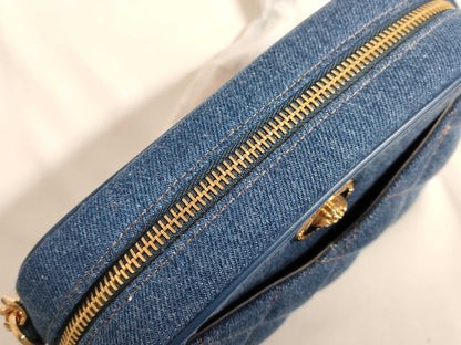 VERSACE Medusa Leather Shoulder Bag with Denim