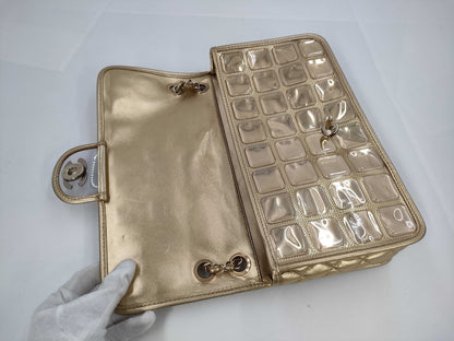 CHANEL Ice Cube Chain Shoulder Bag, Single Flap, Gold