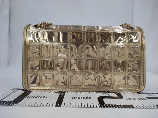 CHANEL Ice Cube Chain Shoulder Bag, Single Flap, Gold