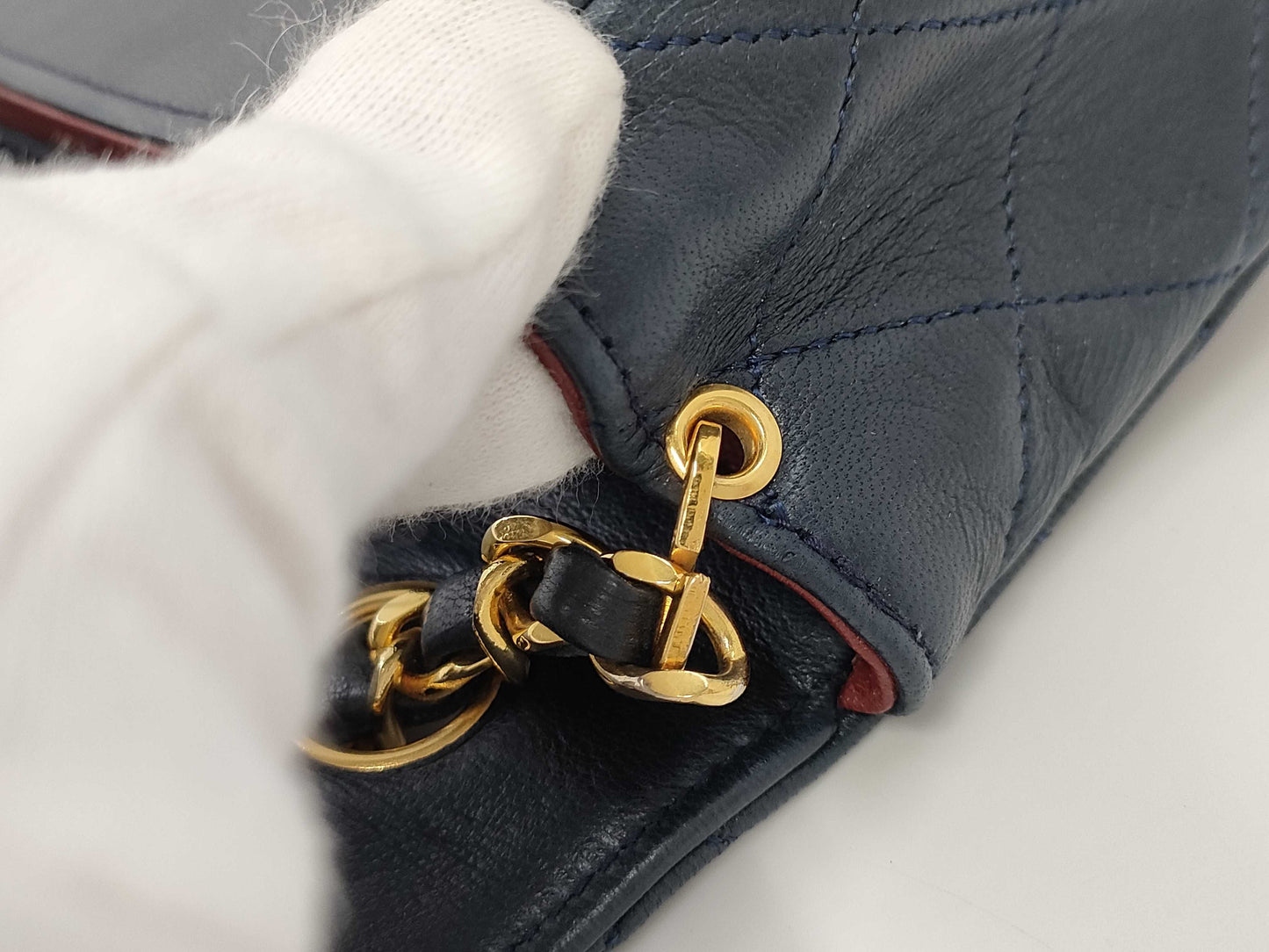 CHANEL Lambskin Matelasse 22 Shoulder Bag with Full Flap, S-Chain, GD Hardware, Navy Blue, Seal, Card Included, 0383095