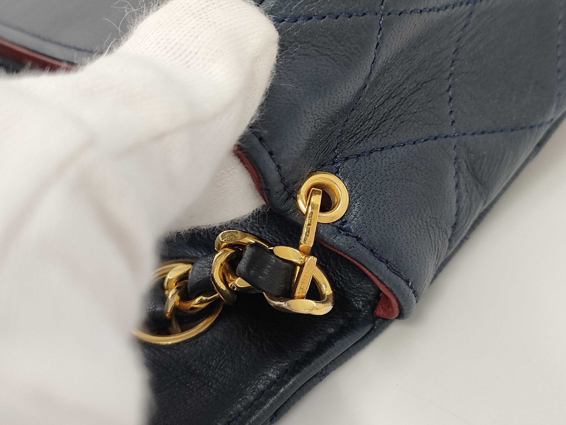 CHANEL Lambskin Matelasse 22 Shoulder Bag with Full Flap, S-Chain, GD Hardware, Navy Blue, Seal, Card Included, 0383095