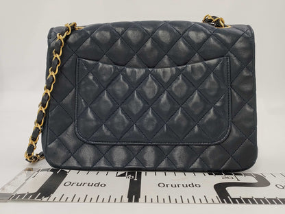 CHANEL Lambskin Matelasse 22 Shoulder Bag with Full Flap, S-Chain, GD Hardware, Navy Blue, Seal, Card Included, 0383095